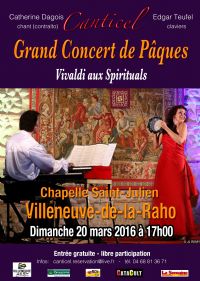 Grand concert de Pâques avec Canticel. Le dimanche 20 mars 2016 à Villeneuve de la Raho. Pyrenees-Orientales. 